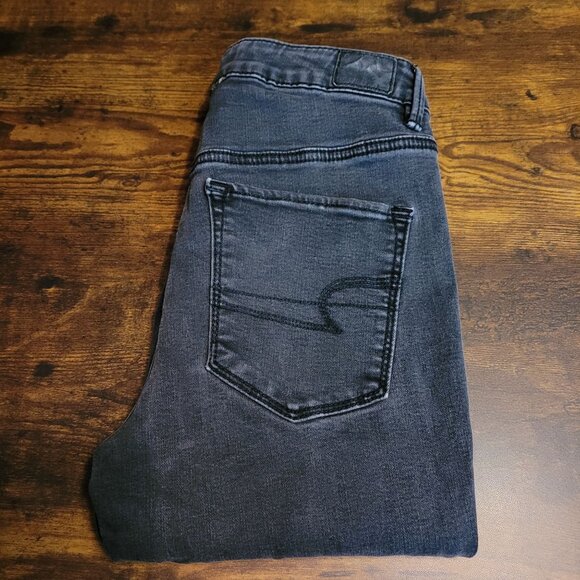 American Eagle Jeans 4 XL Jegging Sky High Super Stretch Black Wash Denim - Picture 3 of 11